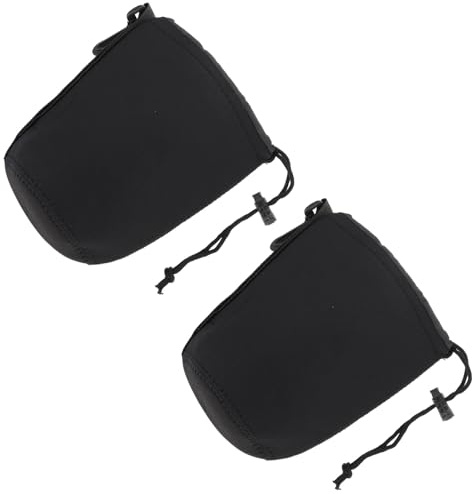 TOGEVAL Neopren Objektivtasche Kompakt und Elastisch 2 Stück-Pack mit Kordelzug für Sicheren Schutz Flexible und Stoßfeste Tasche für DSLR Kameraobjektive Beim Fotografieren