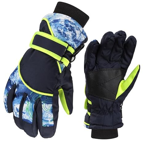 Winter-Warm Ski-Gloves Boys Girls Windproof Snow Gloves Cold Weather 4-7Y