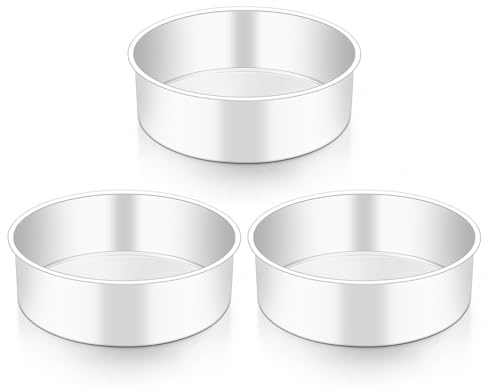 HaWare 5 Inch Cake Tin, Stainless Steel Round Baking Pan Set of 3, Birthday Wedding Layer Cake Tin for Baking Roasting Serving, Healthy & Non-Toxic, Mirror Polished & Dishwasher Safe (13cm)