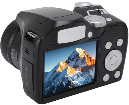 Annadue DSLR Camera, 4K 60MP Retro Digital Camera Video Recorder with LCD Screen & LED Flash, 12X Optical Zoom, 6X Digital Zoom, for Travel Portrait Scenery Photography (Black)