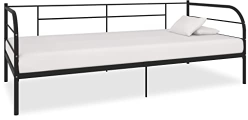 Frdhee Bettgestell für Gästezimmer, Tagesbett-Rahmen Schwarz Metall 90×200 cm für Schlafzimmer Gästezimmer