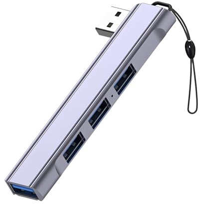 Leloco 4-Port Grau USB 3.0 Hub, Mehrfach Verlängerung USB Adapter (1x USB3.0, 3X USB2.0) für Laptop, MacBook, Desktop-PC, Flash-Laufwerk, Drucker, Tastatur, Mäuse Headset PS 4 usw(Links)