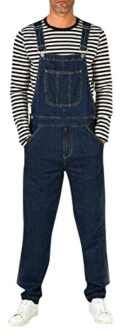 Salopette à bretelles pour homme - Grande taille - Coupe décontractée - Salopette en jean avec épaules réglables - Salopette de travail robuste pour homme