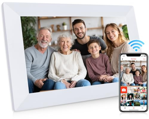 Frameo 10,1 Zoll WLAN Digitaler Bilderrahmen,1280x800 HD IPS Touchscreen Bilderrahmen,32GB Groß Speicher, Automatische Bilddrehung Unterstützt Wandmontage,Frameo APP Fotos Und Videos Jederzeit Teilen