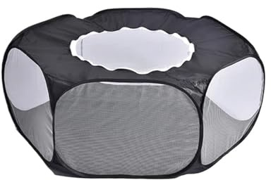 Hamsterkäfig Tragbarer Kleiner Haustierkäfig, transparenter Katzen- und Hundezelt, Laufstall, offener, Faltbarer Hofzaun for Hamster, Kaninchen, Meerschweinchen(Black)