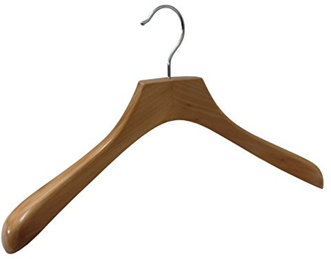 GERSO 10x Kleiderbügel aus Buchenholz 42 cm – Deluxe Holzbügel ohne Hosensteg – Schulterbreite 45 mm – Natur Hochglanz lackiert