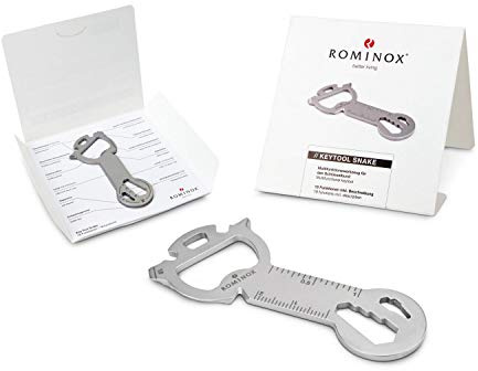 Presentartiklar: ROMINOX nyckelverktyg // Snake, 18 funktioner, nyckelverktyg, nyckelring, kundvagnslösare, multiverktyg i rostfritt stål funktionsbeskrivning, multifunktionsverktyg, resor eller