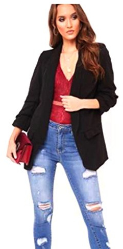 Zaif & Hari New Women Girls Jacket Blazer Frill Ruffle 3/4 Sleeve Ladies Front Open Duster Coat Size 8-26