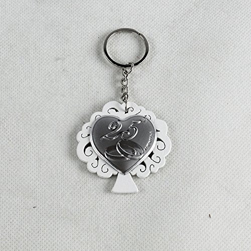 DLM26779 (Kit 12 Pezzi) Portachiavi Albero della Vita in Legno e Cuore per 25° Anniversario di Nozze bomboniera