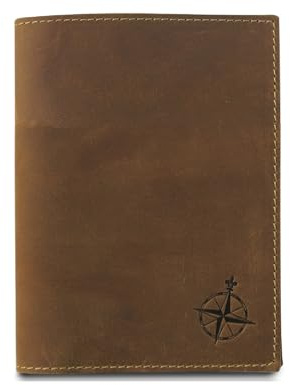 WANDERINGS Leather Travel Wallet with Passport Holder - 11x14 Cm - Genuine Leather Case with RFID Blocking for Men and Women - Folding Wallet for Passports