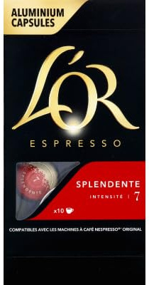 L'Or Espresso Coffee Splendente - Intensity 7 - 50 Aluminium Capsules Compatible with Nespresso Machines (10 Capsules)