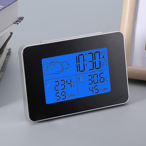 Haofy Station m¨¦t¨¦o, ¨¦cran LCD sans Fil Pr¨¦visions m¨¦t¨¦o R¨¦veil num¨¦rique Thermom¨¨tre int¨¦rieur ext¨¦rieur Hygrom¨¨tre avec ¨¦cran LCD r¨¦tro-¨¦clair¨¦ et capteur Externe