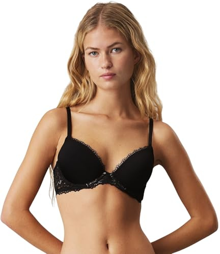 Calvin Klein Soutien-Gorge Push-Up Femme Lift Demi à Armatures, Noir (Black), 95B
