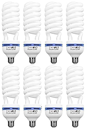 8 x 55W = 150W 5500K E27 Photo Studio Ampoule Vidéo Lumière Blanche Phographie Lumière du Jour Lampe de l'ampoule E27 150W Ampoule Eclairage Continu pour Softbox Parapluie
