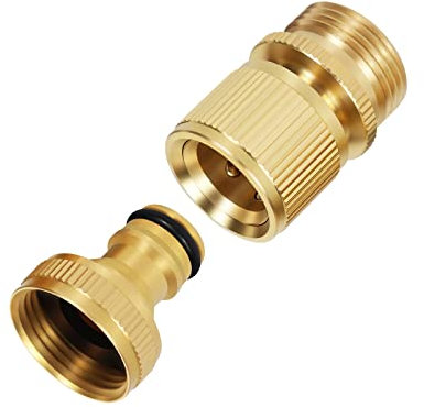 Mdlufee Garden Hose Quick Connector,3/4 inch Female Thread Tap Connector and Male Thread Brass Quick Connector,Threaded Faucet Adapter