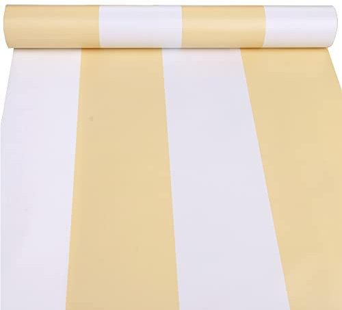 Vinyle autocollant jaune jaune et blanc à rayures de rayons et de bâtonnet papier peint pour armoires de paquebot Tiroir 45 x300 cm