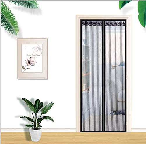 Fliegengitter Balkontür Magnetische Fliegengittertür 85x210cm Magnet Fliegengitter Tür Insektenschutz, strapazierfähige, selbstversiegelnde Netzgittertür mit Magneten mit windfester Schnalle