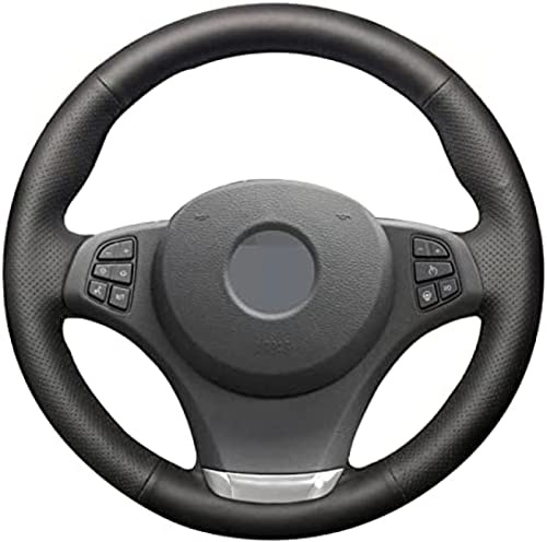 DIY handgenähtes schwarzes echtes Leder-Auto-Lenkradbezug, für BMW X3 E83 2003-2010 E53 X5 2003-2006