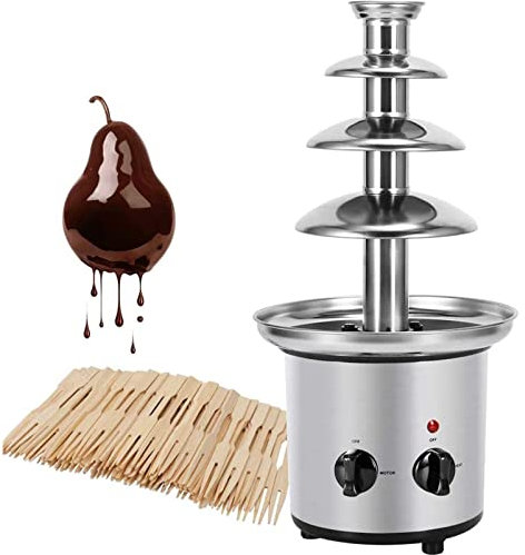 HSRG Macchina per Fontana di Cioccolato a 4 Livelli, Macchina per Fusione Riscaldata per Formaggio con Fontana di Cioccolato Commerciale, per Feste di Compleanno, Matrimoni al Ristorante per Feste