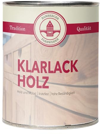 Bamberger Farbwerke Klarlack für Holz & Möbel farblos seidenglänzend 750ml | Farbloser Holzlack und Möbellack zum Versiegeln von Holz, Möbeln, Türen und Treppen – schützt vor Kratzern und Nässe