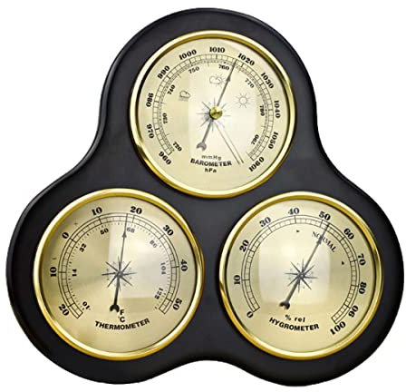 RUNLAIKEJI Baromètre thermomètre hygromètre, baromètre 3 en 1 à Suspendre, baromètre pour la Maison avec thermomètre et hygromètre, sans Batterie