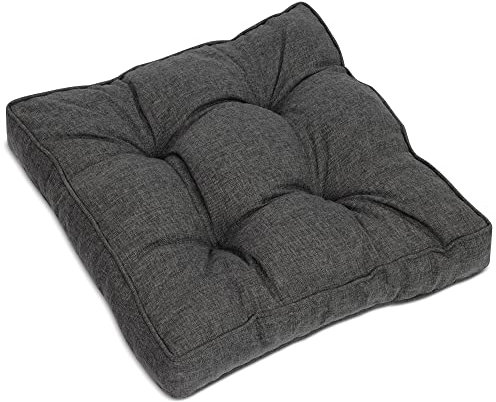 Beautissu Outdoor Loungekissen 50x50cm – Bequemes Sitzkissen 10cm dick Polster Sitzauflage Schmutz- & Wasserabweisend Gartenkissen Gartenmöbel Rattan Lounge Auflage Anthrazit – BeauFlair