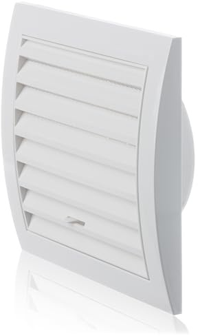 Ø 100mm Rejilla de Ventilación Regulable de Plástico ABS Blanco con Mosquitera y Brida - Rejillas de Ventilación Rectangulares