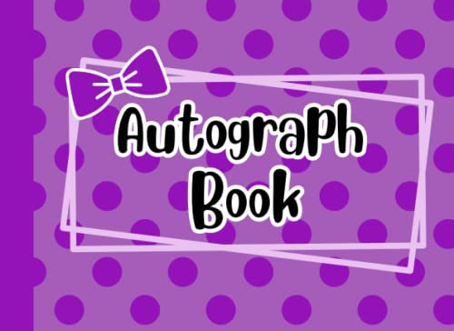 Purple Polka Dot Autograph Book: Character Signature and Photo Memory Album for Kids for Theme Park Adventures 8.25x6