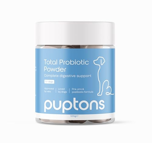 Probiotic Powder for Dogs | Digestive Supplement | Digestive Support (120g) | Dog Prebiotic, Probiotic & Postbiotic Supplement | Puptons