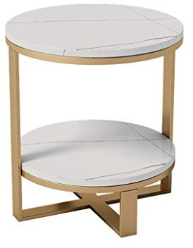 Nachttische Marmor-Beistelltisch, multifunktionaler doppelschichtiger runder Couchtisch, der in Empfangsräumen, Cafés, westlichen Restaurants, Sofatisch, Korbtisch verwendet Wird (Farbe: C,