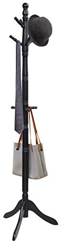 COSTWAY Attaccapanni ad Albero, Appendiabiti in Legno di Gomma con 9 Ganci, Albero Porta Abiti per Camera da Letto Soggiorno Ingresso e Ufficio, 50x50x138-175 cm (Nero)