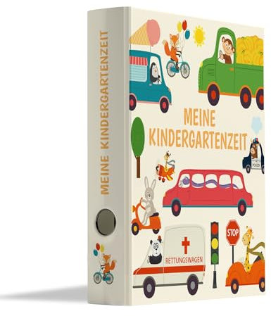 Friendly Fox Auto Sammelordner Kinder, Erinnerungen Kindergarten, Meine Kindergartenzeit DIN A4 Ordner für 350 Blatt, Rückenbreite 5,6 cm