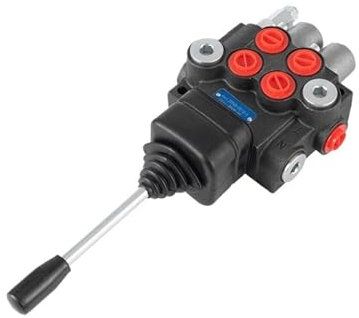 FUNTLY hydraulisches Richtungsventil 2 Spulen, doppeltwirkender Zylinder, Spulenmotorverteiler, Monoblock-betriebener Traktorlader, 2-Wege, AUTOMATIC, schwarz