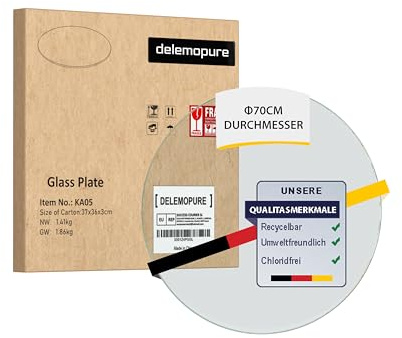 Glasplatte Rund Ø 70cm Durchmesser Transparent ESG - Glasscheibe aus gehärtetem Tischplatte aus Sicherheitsglas Glas - Ideal als DIY Glastisch Tisch Glas Platte