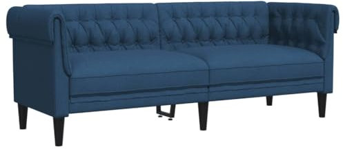 vidaXL Chesterfield Sofa, Polstersofa 3-Sitzer mit Stützbeinen, Loungesofa Designsofa für Wohnzimmer, Couch Wohnzimmersofa, Blau Stoff