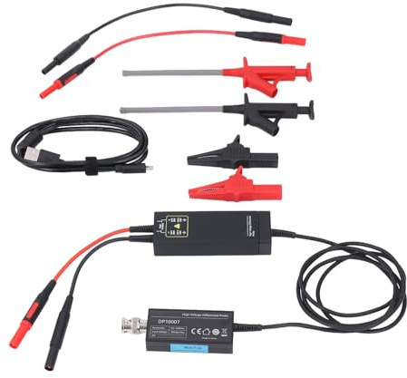 Kit de Sonde Différentielle Haute Tension, Taux D'atténuation 20X 200X pour Oscilloscope, Alimentation USB pour Mesures Flottantes (Prise UE 100-240 V)
