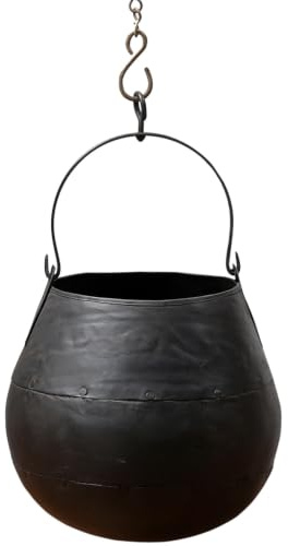 Marrakesch Vintage Blumentopf Pflanzkübel hängend aus Metall 25cm groß | Kräutertopf Pflanzentopf Delsy als Balkon Deko | Schwebender Hängetopf Blumenkübel als skandinavische Deko & Gartendeko