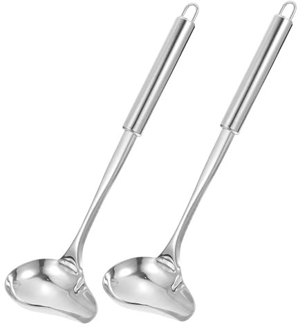 Healvian 2 Stück Soßenkelle Saucenlöffel Schöpflöffel Edelstahl Suppenkelle Saucenkelle Soßenlöffel mit Ausgießer Saucen Gießlöffel Rostfrei Suppenkelle Edelstahl Schöpflöffel Sauce Spoons 30cm