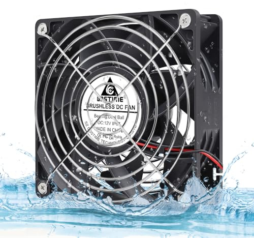 GDSTIME 12V Cooling Fan IP67 120mm Case Fan 2Pin 120mm x 38mm Waterproof