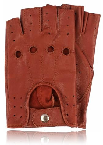 COLOURLINX Fingerlose Handschuhe für Herren und Damen, echtes Leder, zum Fahren, Radfahren, Fitnessstudio, Motorrad, Rollstuhl, Halbfinger, Outdoor-Sport, Biker-Handschuhe (Cognac, S)
