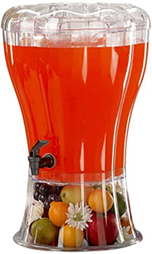 WHITEUQ Dispensador de Bebidas Dispensador de Cerveza, Barril de Cerveza Dispensador de Jugo Plástico 13L con infusor de Frutas Núcleo de Hielo(Transparente 35x54cm)