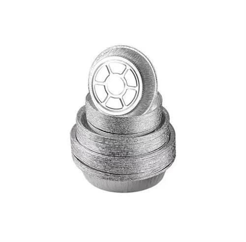 YDYAENIO Alu Grillschalen Grillpfanne 50 stücke Aluminium Folie Platten Runde Zinn Folie Pie Pfannen for Air Fryers Backen Kochen Lagerung Aluminium Pfannen(6inch)