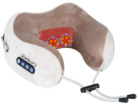 Nackenmassagegerät, Elektrische Nackenmassagegerät, Massagekissen U-förmiges mit Knetung Heizung, Nackenmassagegerät Kabellos Massage für Nacken Entspannen Schmerzlinderung, für Home Office