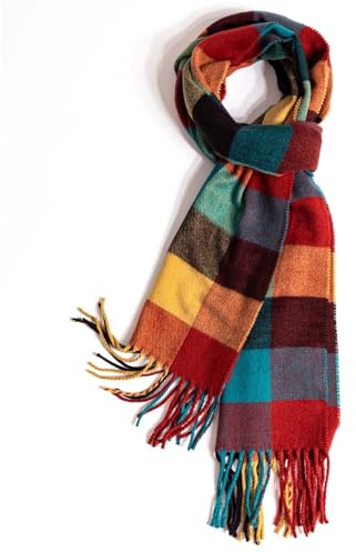 TUSHUSTY Schal für Herren und Damen, Winter, warm, kariert, einfarbig, weich, klassisch