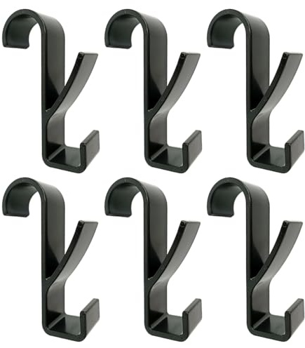 LizCeyMD 6 Stück Handtuchheizkörper-Halterungen, Haken beweglich über Heizkörper, Handtuchhalter, Haken, schwarz, rund, Heizkörper-Handtuchhalter, Haken für alle gängigen 2,5 cm Heizkörper