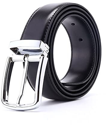 JOJOJ Luxus Herren Ledergürtel Silber Schnalle Kummerbund Gürtel Rindsleder Gürtel for Herren Qualität Schwarz(50in/125cm,Black)