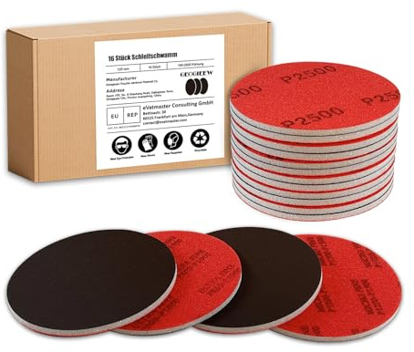 16 Stück Schleifschwamm, 320 Körnung 125mm Schleifblock, Weichschaum Sand Block Nass Trocken Schleifpapier für Modell Trockenbau Metall Holz Möbel Polieren