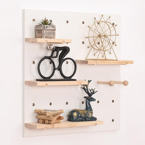 SCBTGKLN Lochwand, Pegboard, Lochplatte Holz, Lochwand Büro, Quadratischer Stecktafel-Wandorganisator aus Holz, Stecktafel-Organizer for das Heimbüro(White,40x60cm/16x24in)