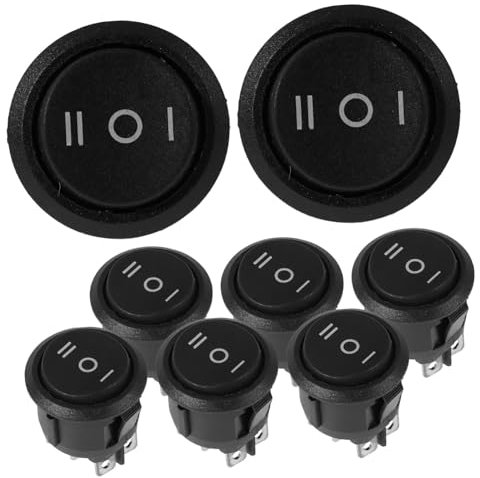 GARVALON Interrupteur à Bascule à 3 Positions Rond Noir 6 Broches en Pa Fiable et Facile à Installer pour Véhicules Pack de 8 Pièces