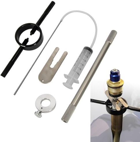 PSLER - Kit di attrezzi per riparazione forcella moto, compressore molla forcella, livello olio e asta ammortizzatore